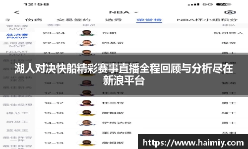 湖人对决快船精彩赛事直播全程回顾与分析尽在新浪平台